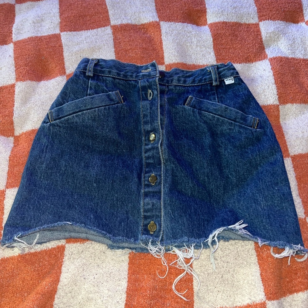 Denim Button-Front Skirt